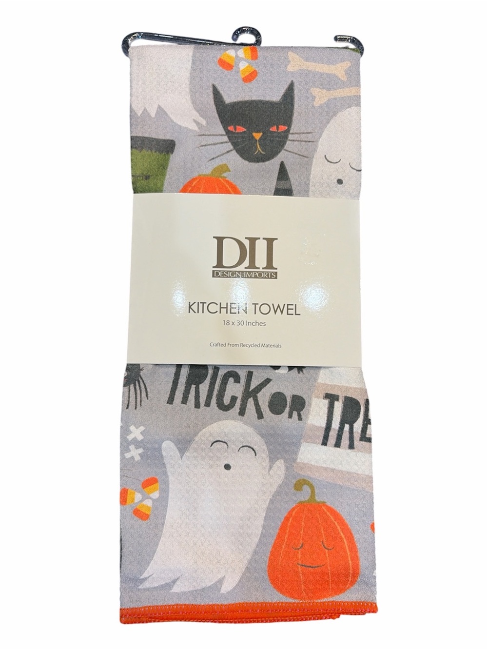 DII Halloween Kitchen Towel - Gray with Orange and Black